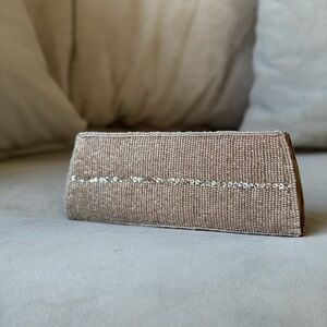 Elegant Tan Clutch with Sequin Detail